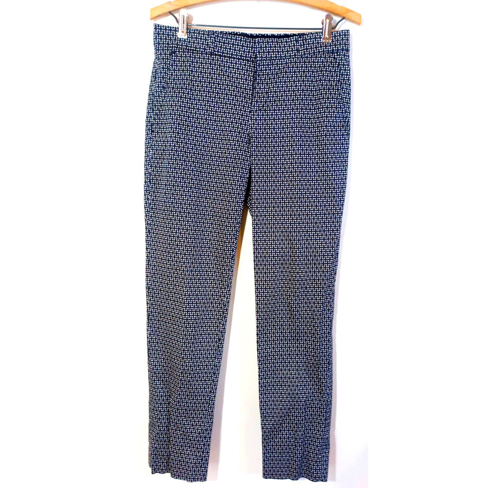 Banana Republic Women Size 0 Ryan Fit Pants Black White Geometric Floral Print